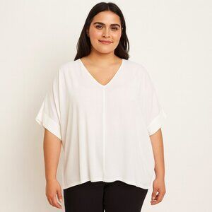 Zenana Women's Plus Size White Short Sleeve Pullover Top Size L  NWOT